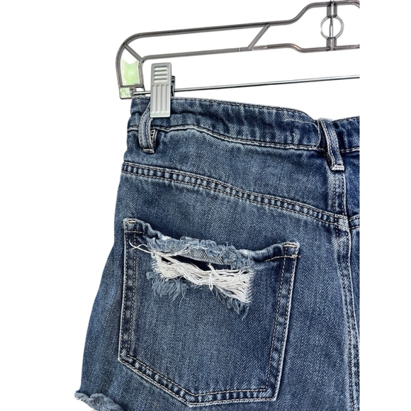 Garage Distressed Denim Jean Short Size 3 Blue Cutoff Casual Summer Western Boho - Picture 6 of 7
